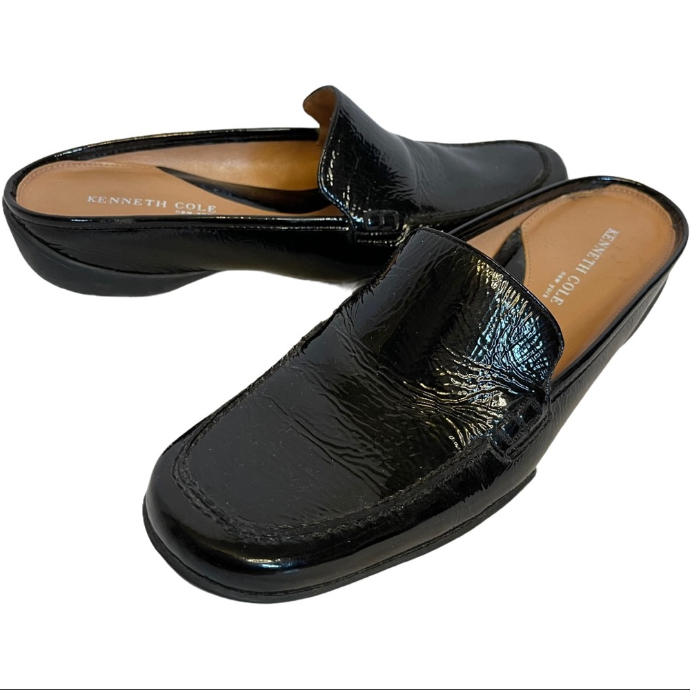 Kenneth Cole Think a Like Black Patent Mules Size 7